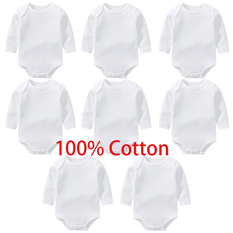 Baby Clothing Brands - 3/8PCS/LOT Long Sleeved Baby Bodysuits 100%