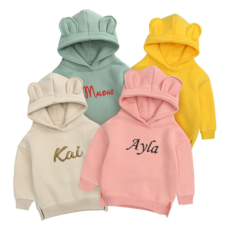 Baby Clothing Name - Personalised Embroidery Childrens Bear Hoodie Custom