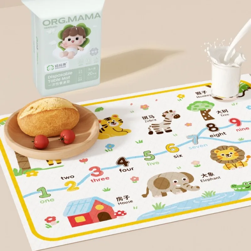 Printed Bibs Pack - 20 Pack Waterproof Disposable Placemats for