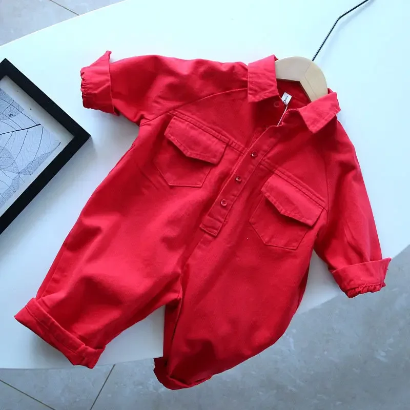Baby Clothing - Red Baby Romper Spring Autumn Long