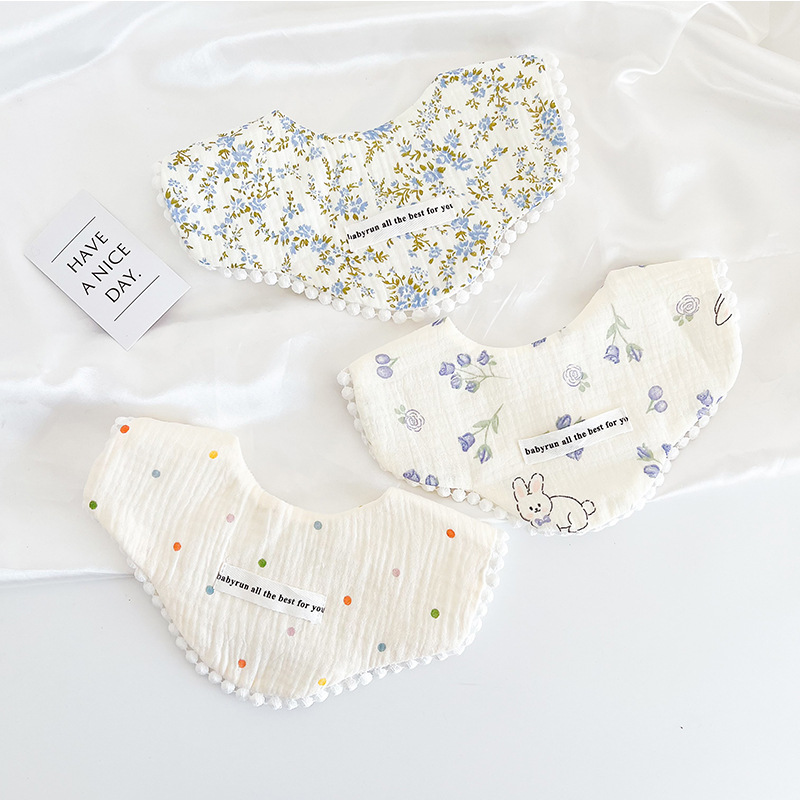 Printed Bibs Pack - 3pcs Pack Cotton Gauze Baby Girl