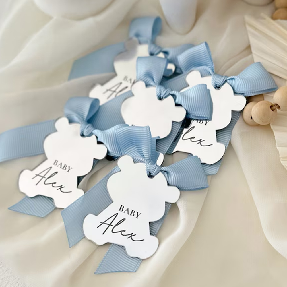 Baby Clothing Places - 20/50/80/100pcs Personalised Tag Bear Logo Engrave