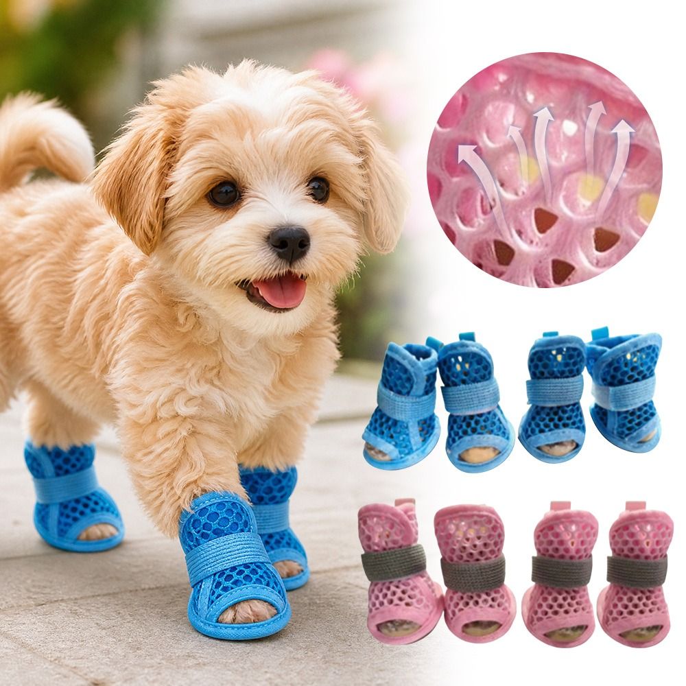 4Pcs Portable Mesh Dog Shoes S - Soft Sole Booties recension och pris