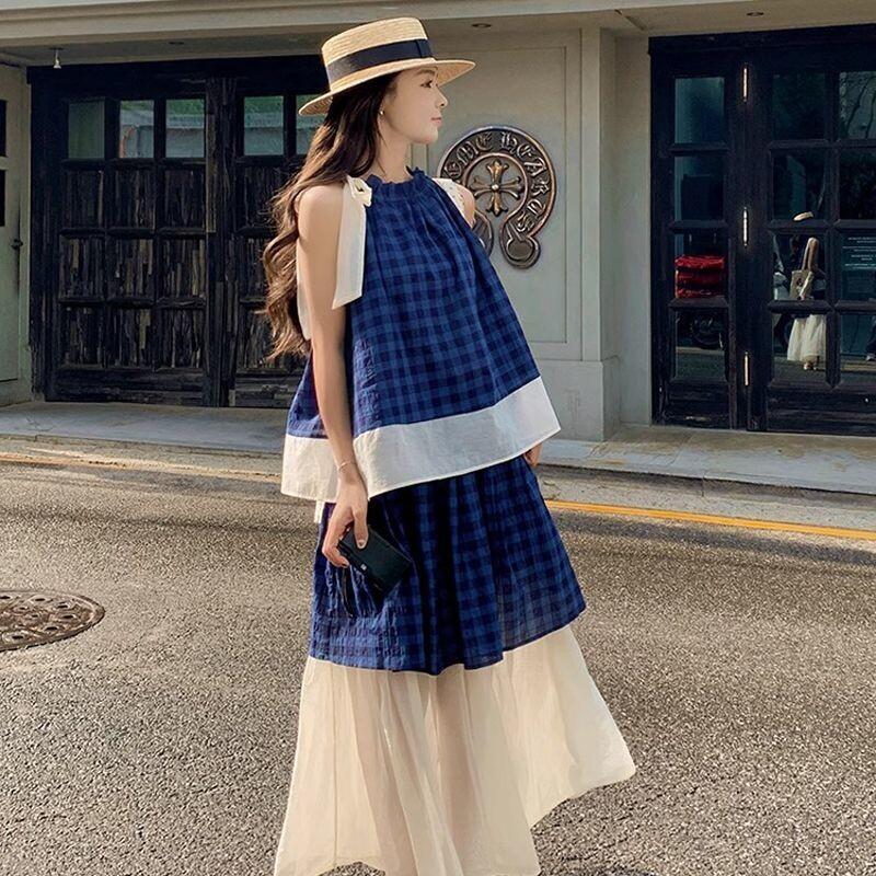 Women's Blue Plaid Two Piece S - Summer Short Set recension och pris