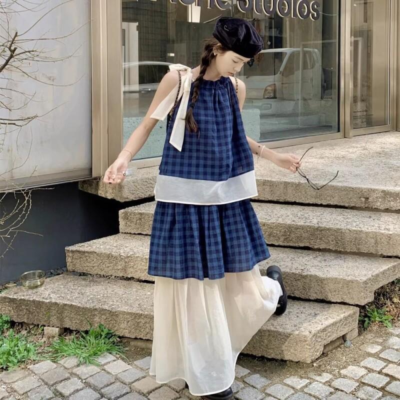 Women's Blue Plaid Two Piece S - Summer Short Set recension och pris